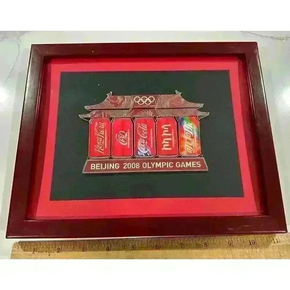 2008 Bejing Olympic Coca-Cola Pin Framed Art - Picture 1 of 4